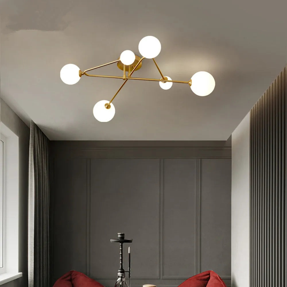 Plafonnier moderne en verre doré design nordique élégant intérieur décoratif Gautier Intervalle - Esprit Épuré & Harmonie Intérieure