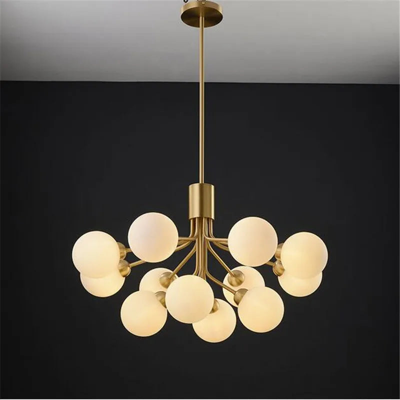Lustre — Boule de verre nordique LED or luxe chambre cuisine lampe magique haricot Apiales lustres pour salle à manger café éclairage