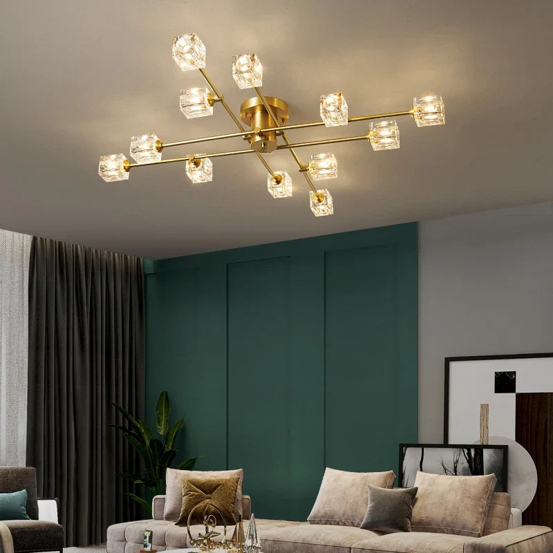 Plafonnier — Moderne en cuivre avec cristal élégant nordique