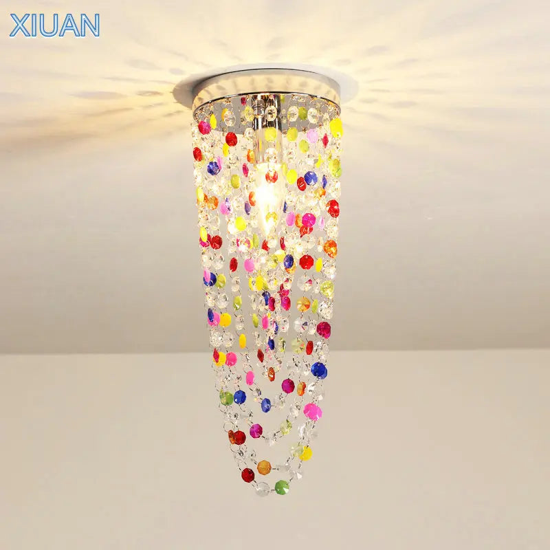 Plafonnier de montage en surface led de luxe européen Inès Arpège en Cristal - Jeux de Reflets & Présence Raffinée