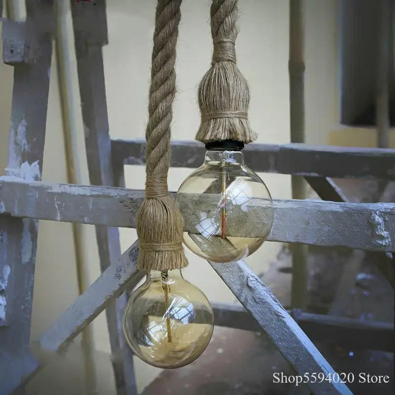 Suspension Vintage Iris Brume en Corde de Chanvre