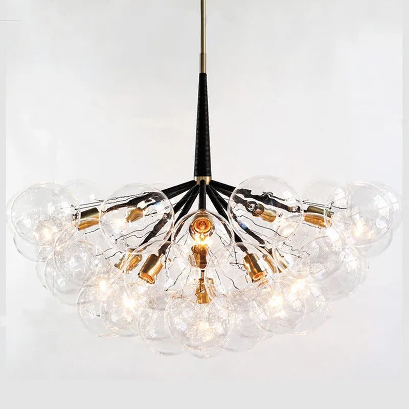 Lustre — Nordique à lunettes avec fils café et lampes en verre