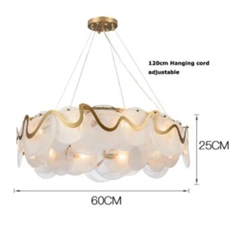 Lustre — Rond en verre et fer pour éclairage intérieur