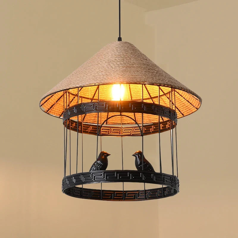 Lustre Industriel Émile Brume en Corde Tressée