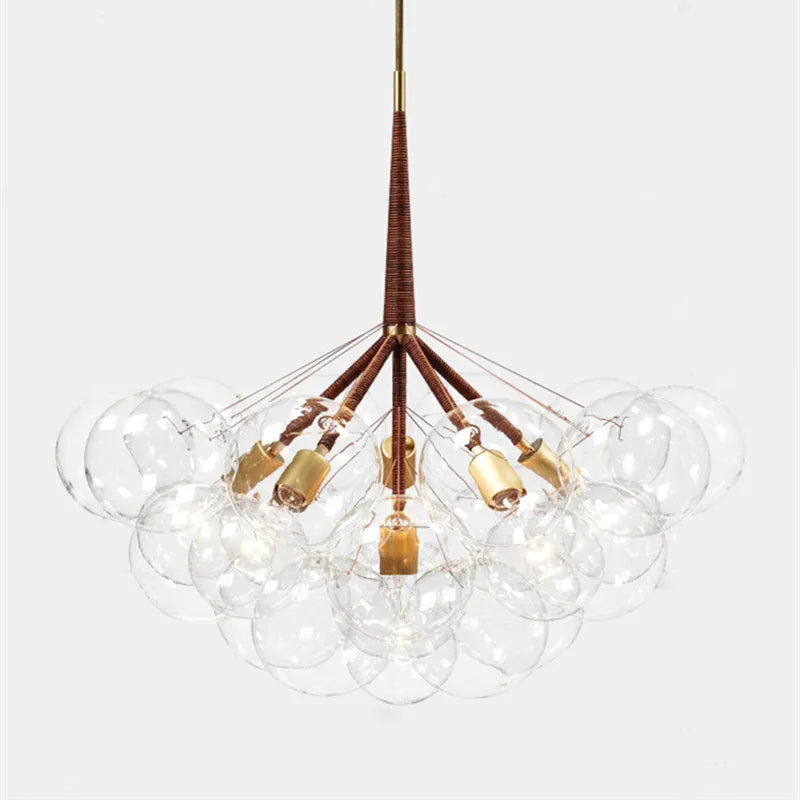 Lustre — Nordique à lunettes avec fils café et lampes en verre