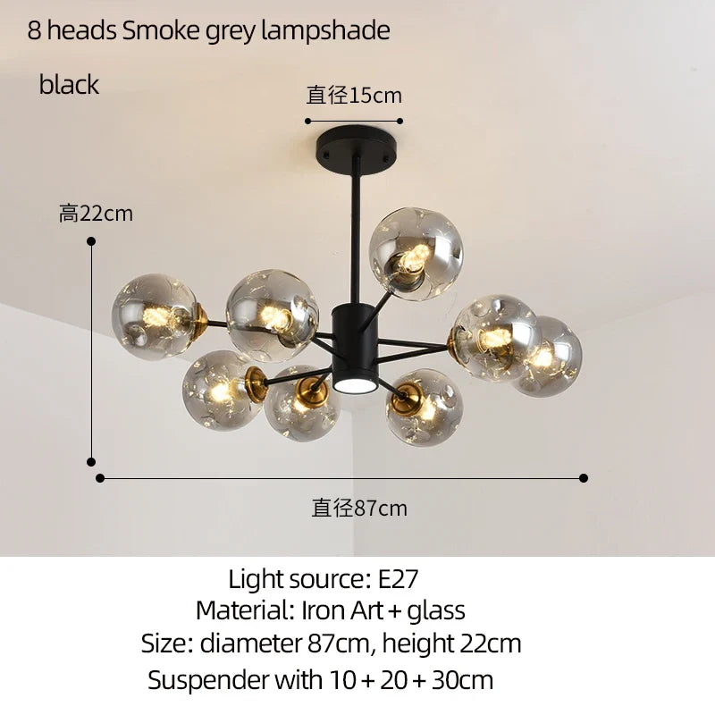 Lustre — Moderne design haricot magique en verre intérieur