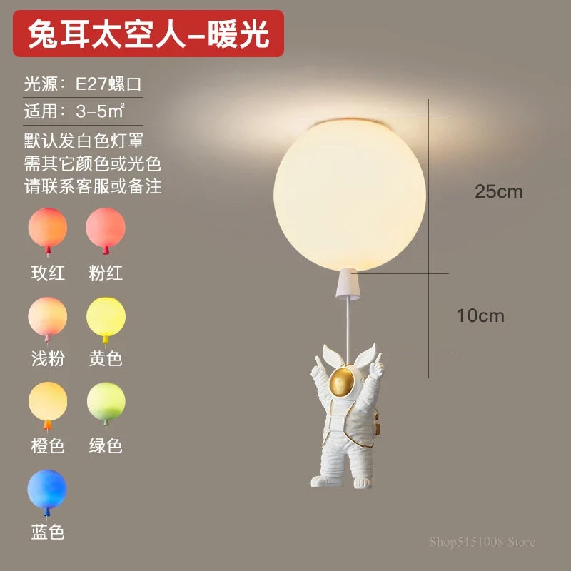 Plafonnier — LED nordique créatif astronaute ballon pour enfants