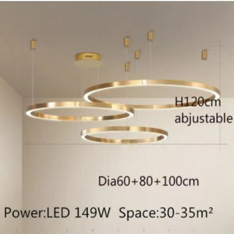 Lustre — LED moderne brossé avec anneau lumineux