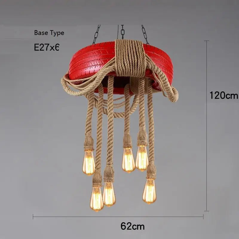 Suspension Industrielle Madeleine Brume en Corde de Chanvre — MODÈLE N / Sans ampoule E27 ; MODÈLE N / Avoir une ampoule E27