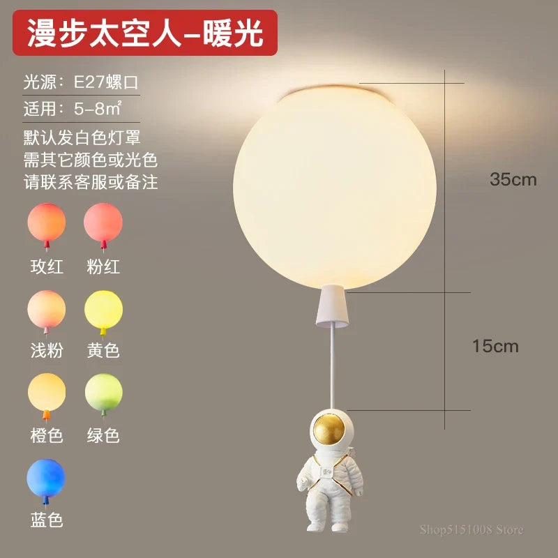 Plafonnier — LED nordique créatif astronaute ballon pour enfants