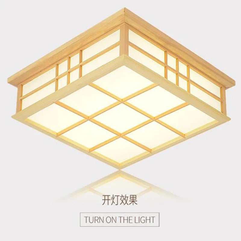 Plafonnier japonais en bois à LED pour éclairage élégant Eugène Reflet - Chaleur du Bois & Atmosphère Accueillante