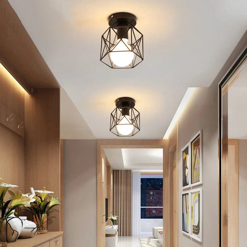 Plafonnier — Rétro doré LED en métal pour balcon couloir