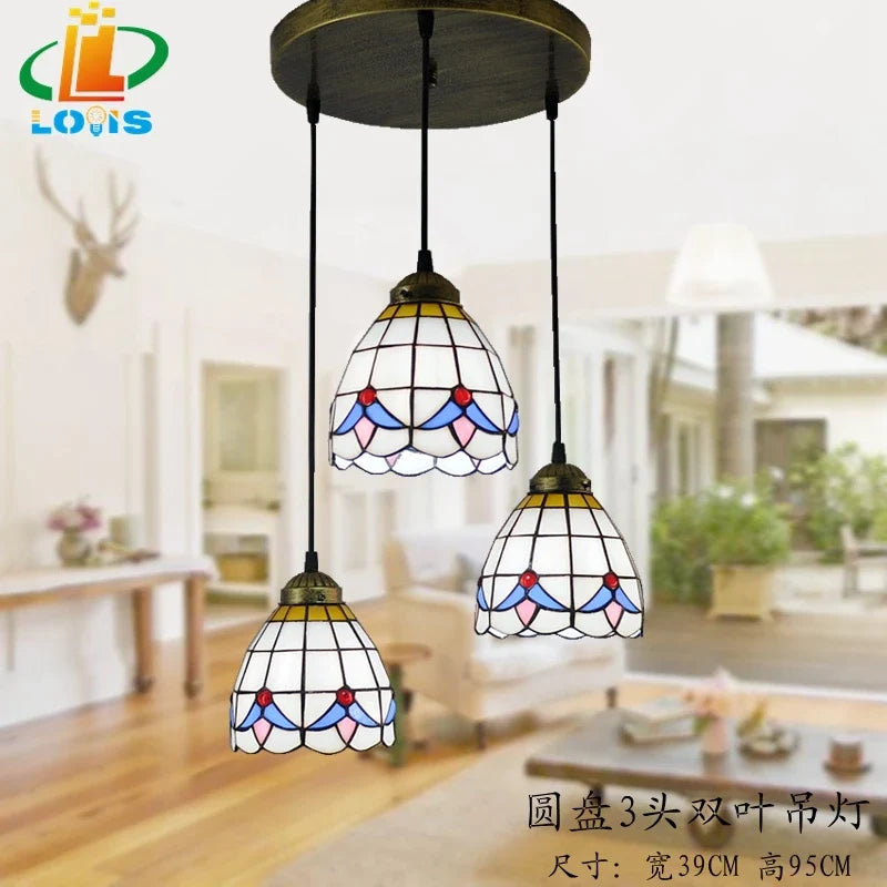Lampe de table tiffany moderne trois niveaux éclairage dôme décoratif Lazare Détour en Verre - Reflets Délicats & Élégance Visuelle