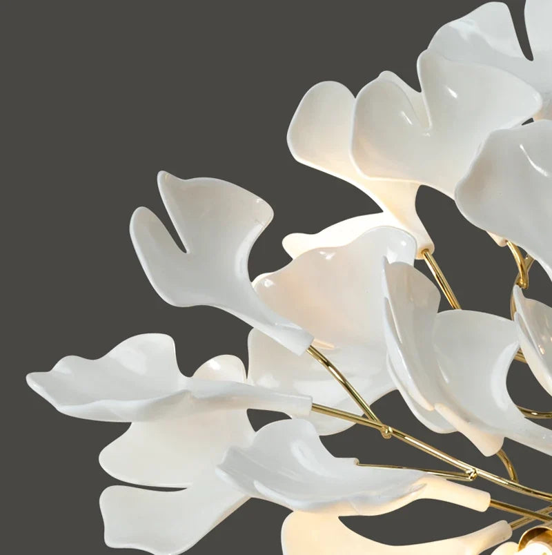 Lustre — Moderne en céramique avec pétales de LED