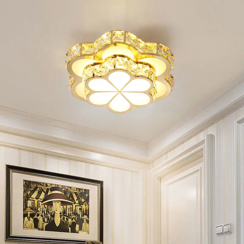Plafonnier — LED intelligent avec motif de fleur en cristal moderne