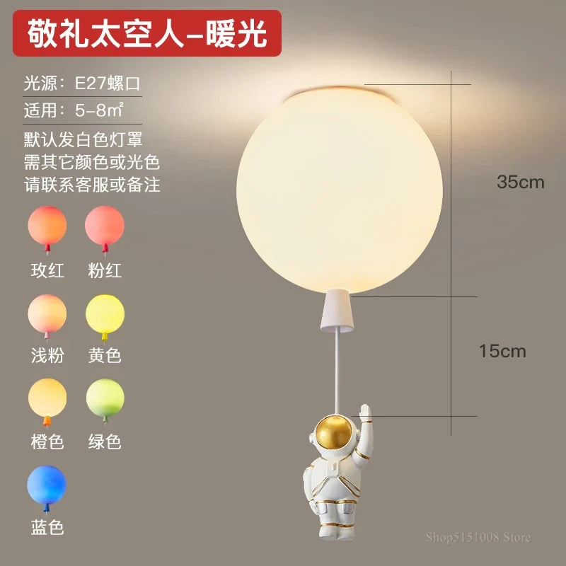 Plafonnier — LED nordique créatif astronaute ballon pour enfants