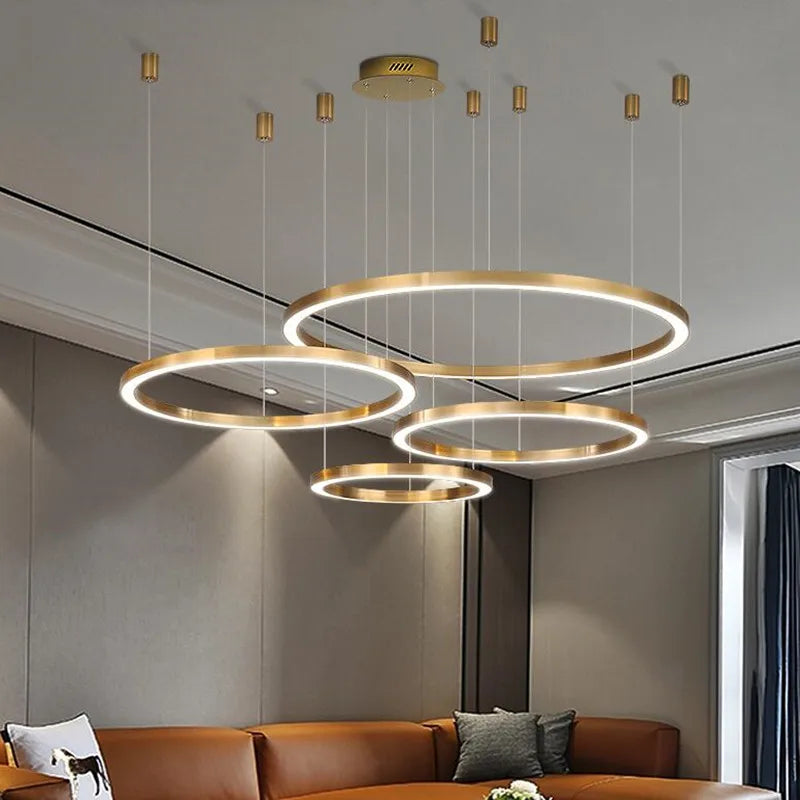 Lustre — LED moderne brossé avec anneau lumineux