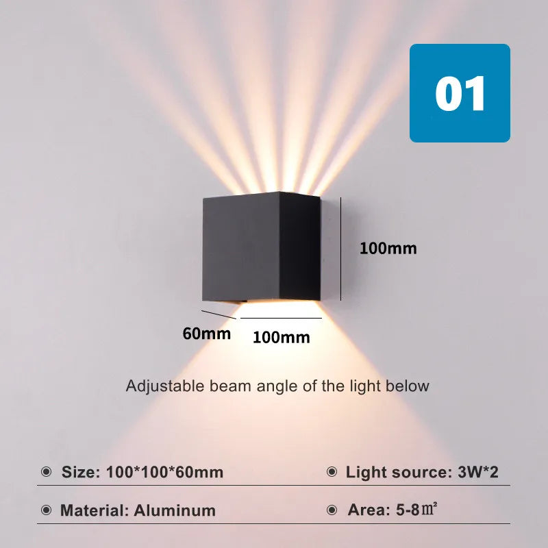 Luminaire — 6W Modern Cube LED Wall Lamp IP65 Waterproof Indoor Outdoor Surface Mounted Wall Light Adjustable Beam For Garden Porch Bedroom