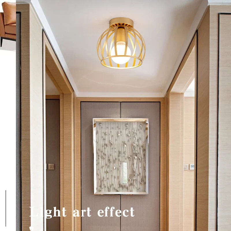 Plafonnier — Rétro doré LED en métal pour balcon couloir