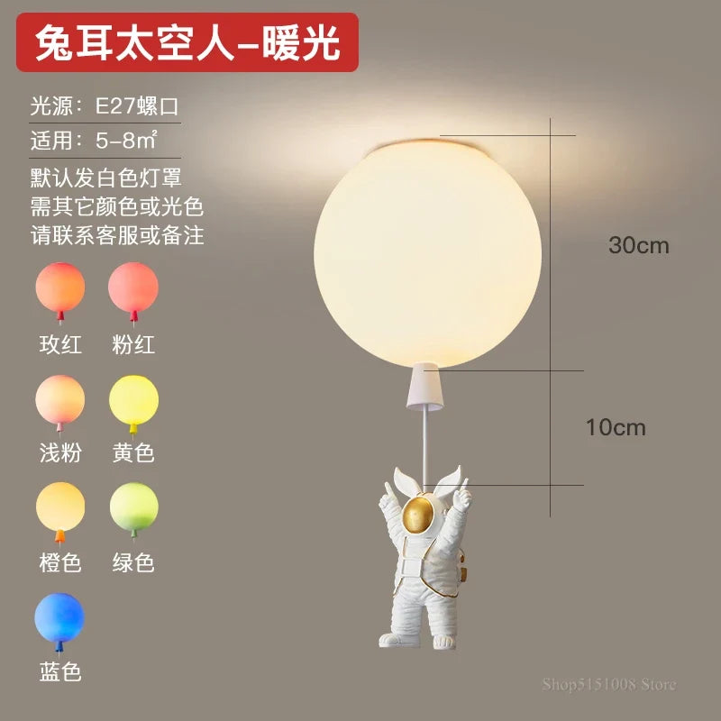 Plafonnier — LED nordique créatif astronaute ballon pour enfants