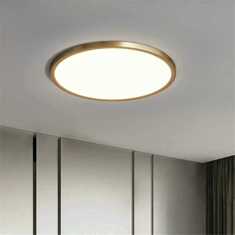 Plafonnier — LED rond minimaliste en cuivre pour allée couloir