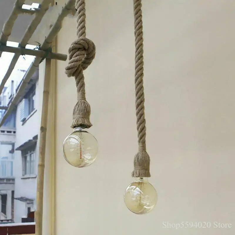 Suspension Vintage Iris Brume en Corde de Chanvre