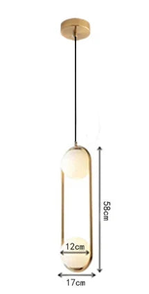 Suspension — Boule de verre nordique suspension lumières Vintage cerceau or moderne LED suspension lampe pour salon maison Loft décor industriel Luminaire