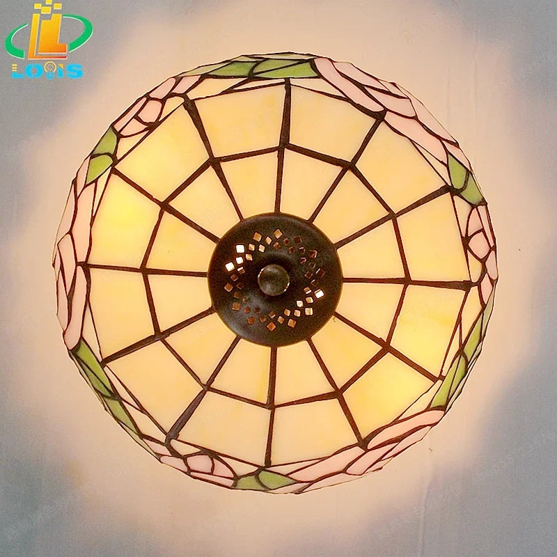 Plafonnier — En verre style tiffany pour éclairage artistique rétro