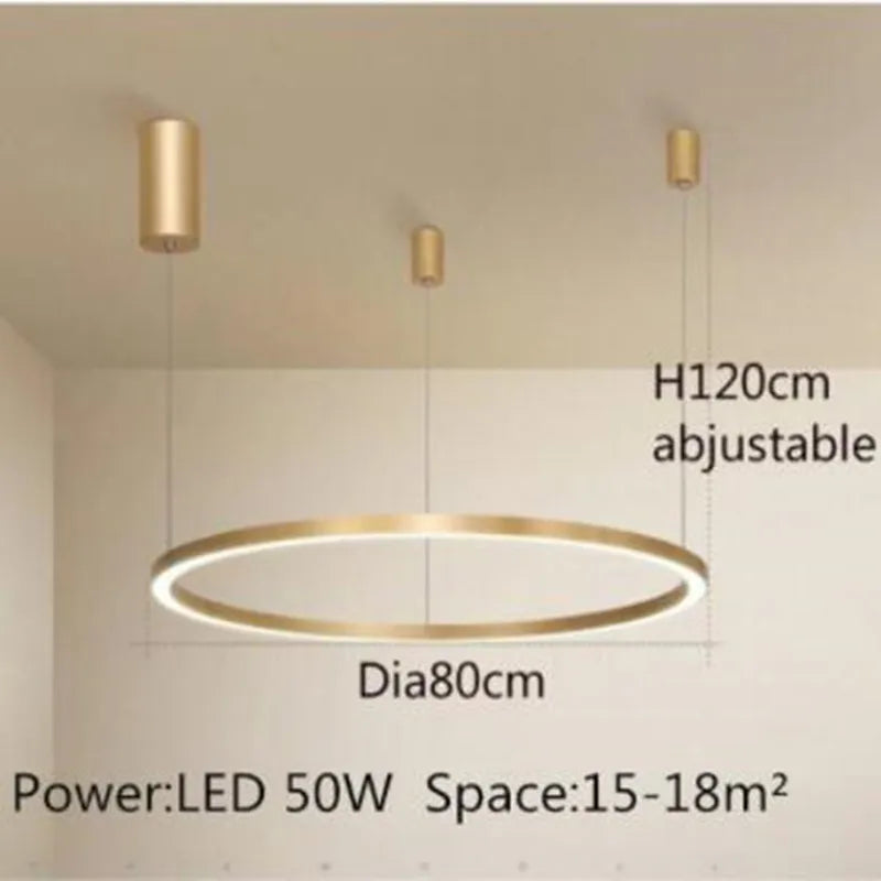 Lustre — LED moderne brossé avec anneau lumineux