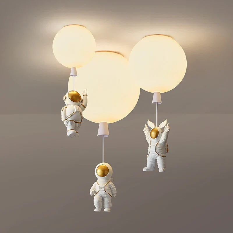 Plafonnier — LED nordique créatif astronaute ballon pour enfants