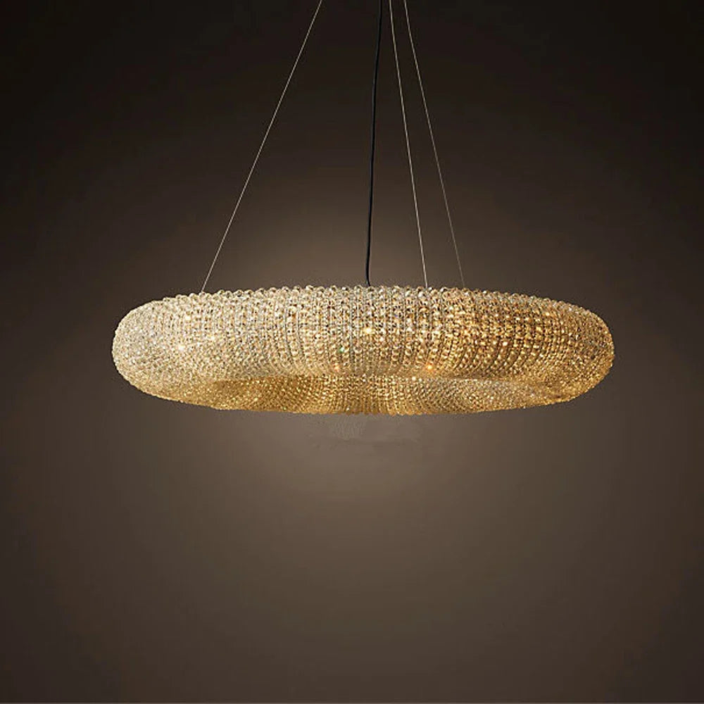 Lustre — Design moderne à LED avec anneau en cristal