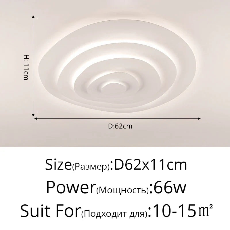 Lustre — Anneaux annuels modernes LED lustre intérieur salon ondulation forme meubles de maison décoration fer blanc corps couleur lampe éclairage
