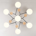 Arisha Plafonnier Rond Moderne, Métal/Bois, Blanc/Vert/Gris, Salon - Neutralighting