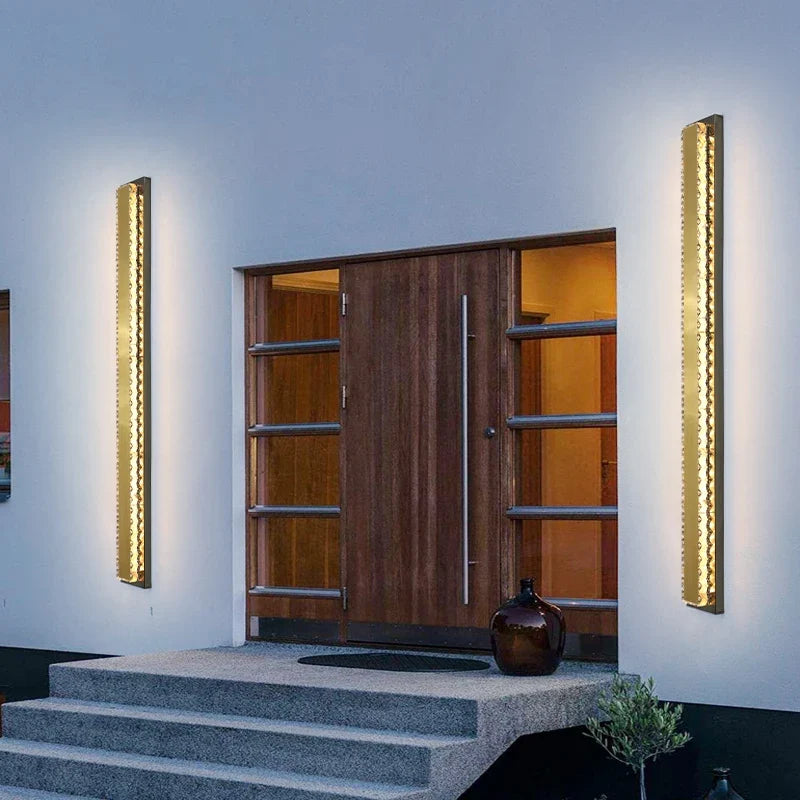 Applique murale — De luxe dorée longue bande imperméable décoration ambiance extérieure