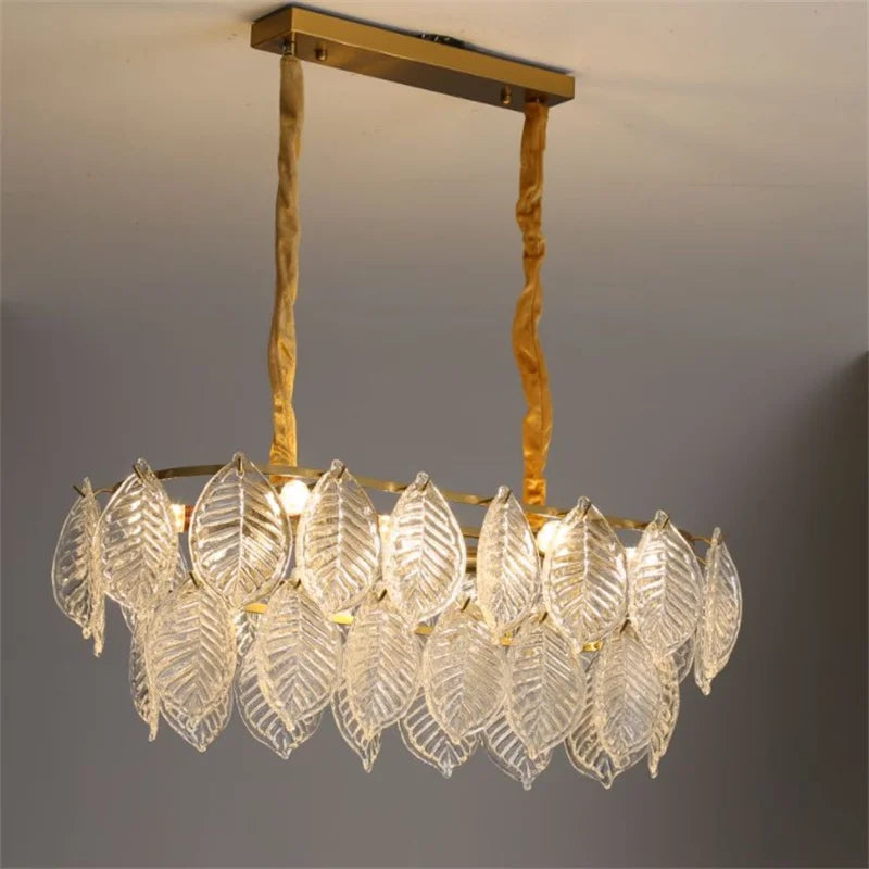 Lustre — Vintage moderne en verre doré pour décoration intérieure