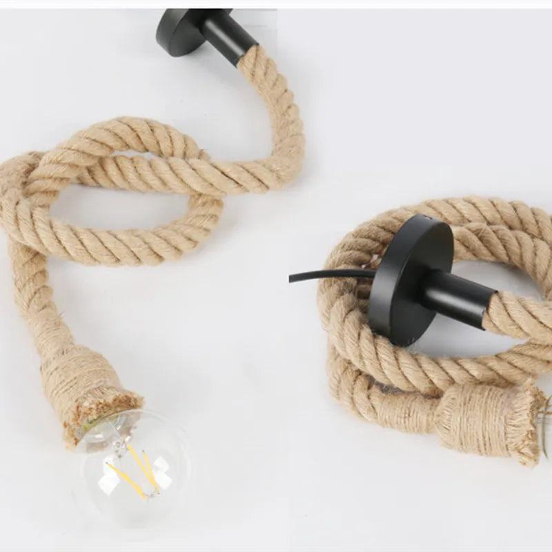 Suspension Industrielle Théodore Rivage en Corde de Chanvre