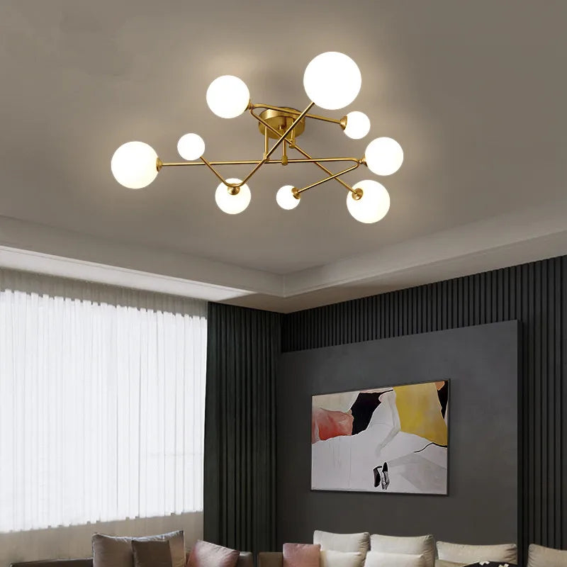 Plafonnier moderne en verre doré design nordique élégant intérieur décoratif Gautier Intervalle - Esprit Épuré & Harmonie Intérieure