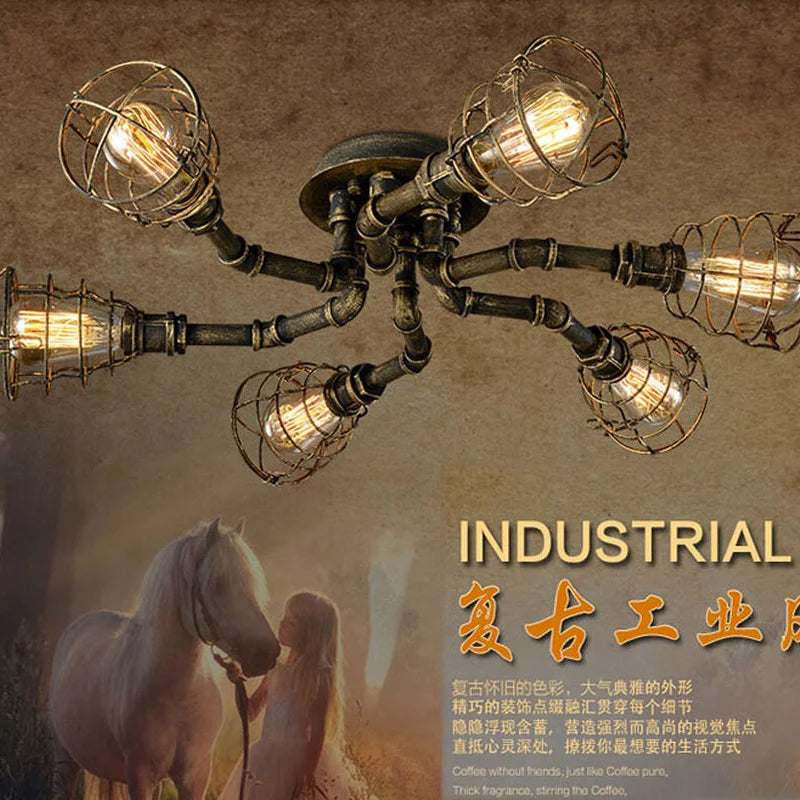 Plafonnier industriel rétro style américain pour restaurant et bar Ysé Prélude - Esprit Atelier & Présence Décorative