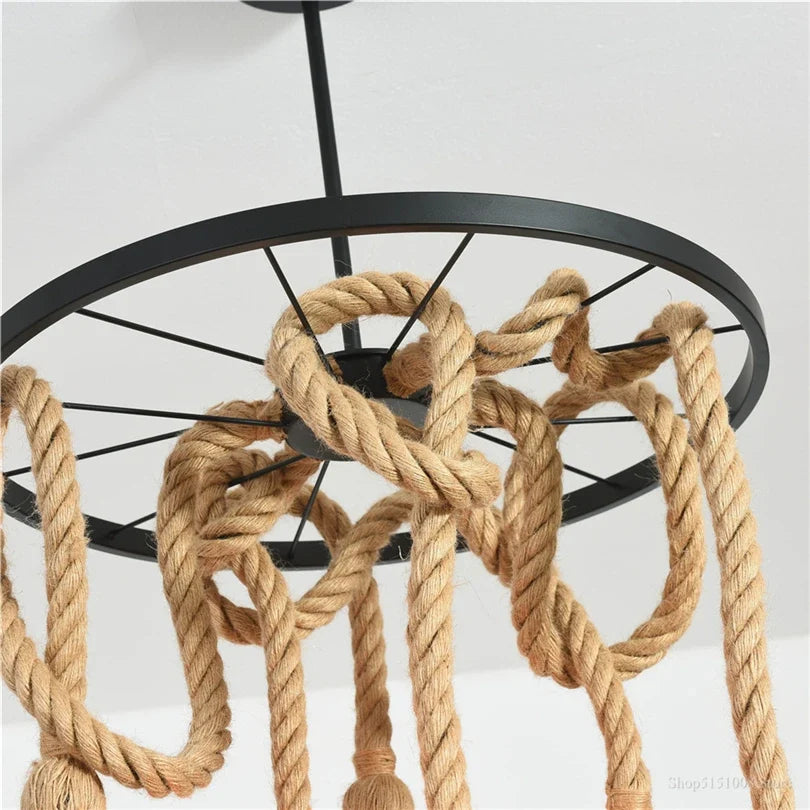 Suspension Vintage Anatole Sillage en Corde de Chanvre et Métal