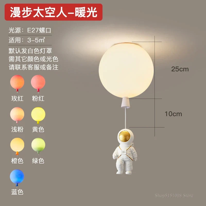 Plafonnier — LED nordique créatif astronaute ballon pour enfants