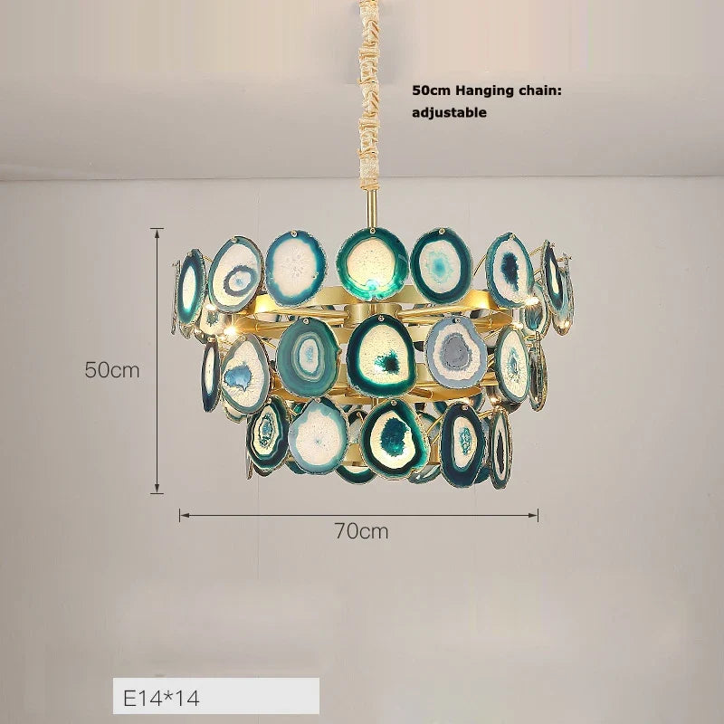Lustre — Design moderne en agate colorée pour intérieur