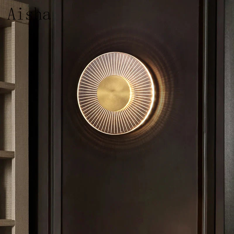 Applique murale — LED ronde en cuivre design créatif pour intérieur moderne