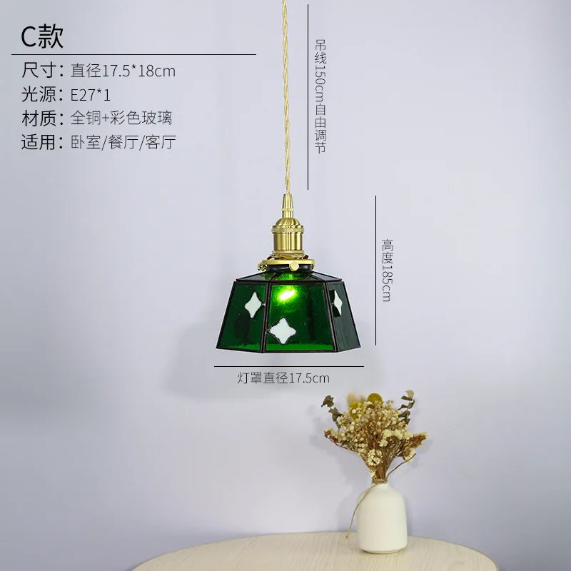 Suspension en vitrail rétro style japonais pour décoration intérieure Azélie Reflet en Verre - Reflets Subtils & Décor Raffiné