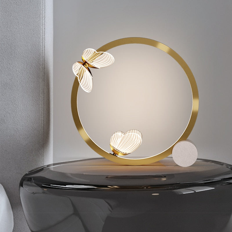 Lampe à poser design LED métallique doré Papillon