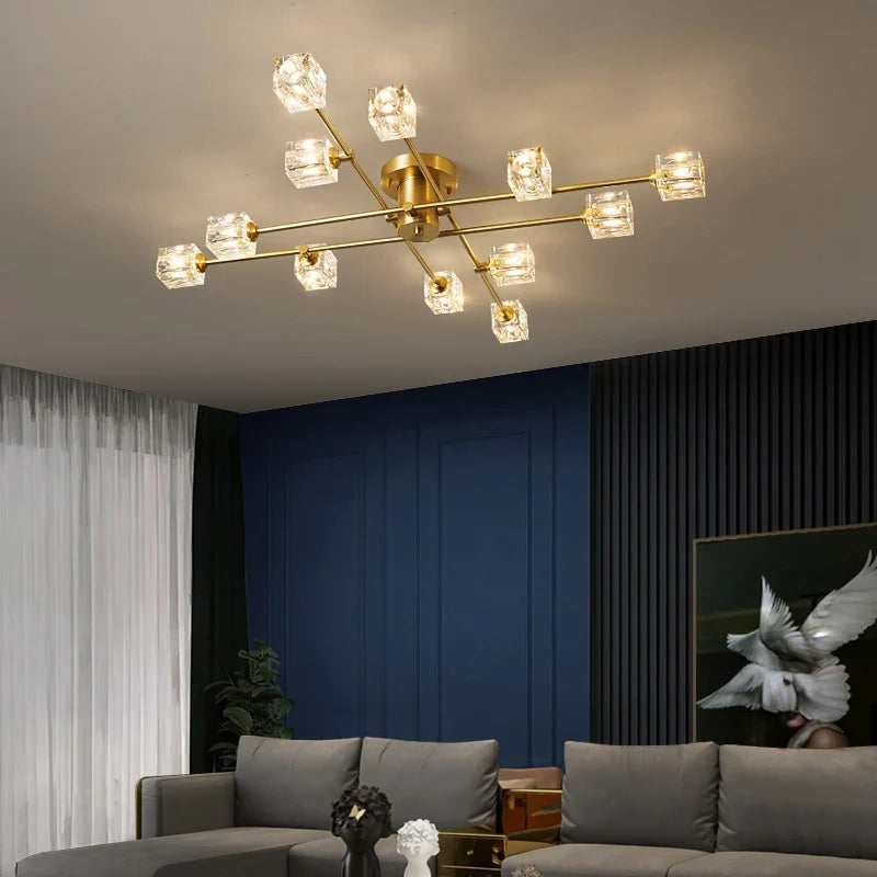 Plafonnier — Moderne en cuivre avec cristal élégant nordique