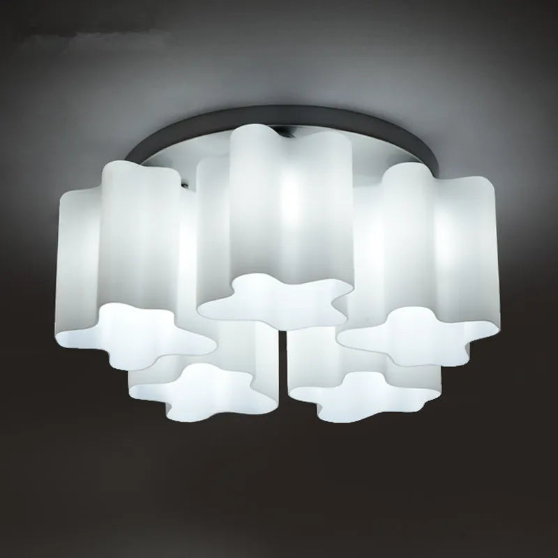 Plafonnier logico quadruple design moderne par michele de lucchi Sacha Arabesque en Verre - Une Présence de Verre Élégante