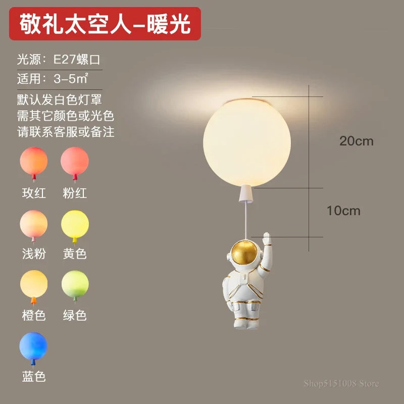 Plafonnier — LED nordique créatif astronaute ballon pour enfants