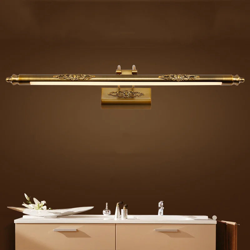 lampe miroir led europe sculptée bronze rétro éclairage photo rockable