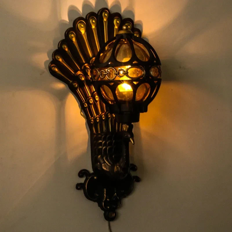 Applique murale — Style européen rétro paon LED hôtel Art balcon Villa porte lumière adapté à l'éclairage intérieur/extérieur