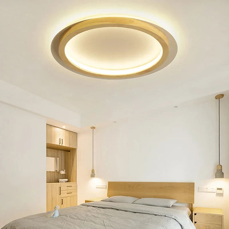 Plafonnier — LED rondes modernes nordiques en acrylique et bois